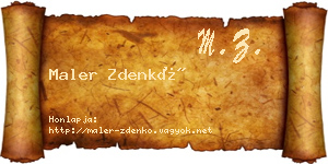 Maler Zdenkó névjegykártya
